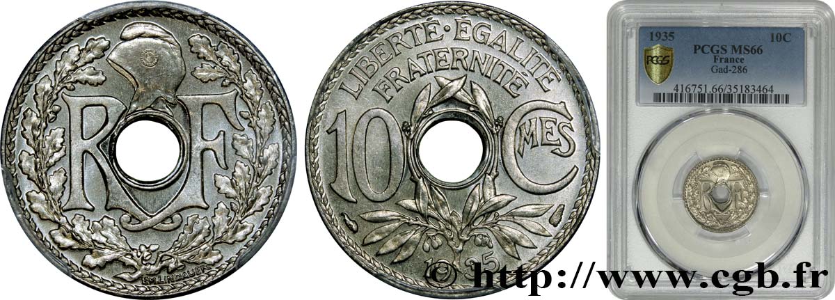 10 centimes Lindauer 1935  F.138/22 FDC66 PCGS