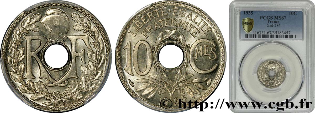 10 centimes Lindauer 1935  F.138/22 FDC67 PCGS