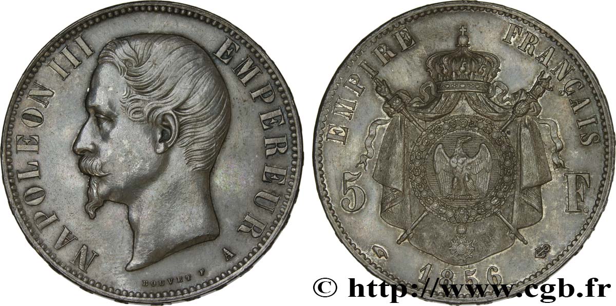 5 francs Napoléon III, tête nue 1856 Paris F.330/6 EBC58 