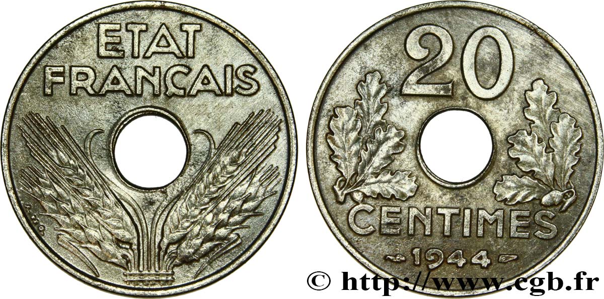 20 centimes fer 1944  F.154/3 SUP55 