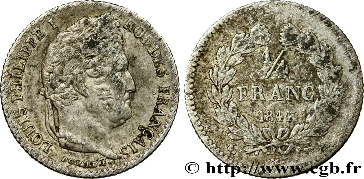 1/4 franc Louis-Philippe 1844 Paris F.166/97 TB+ 