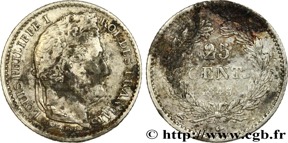 25 centimes Louis-Philippe 1845 Rouen F.167/1 MB 