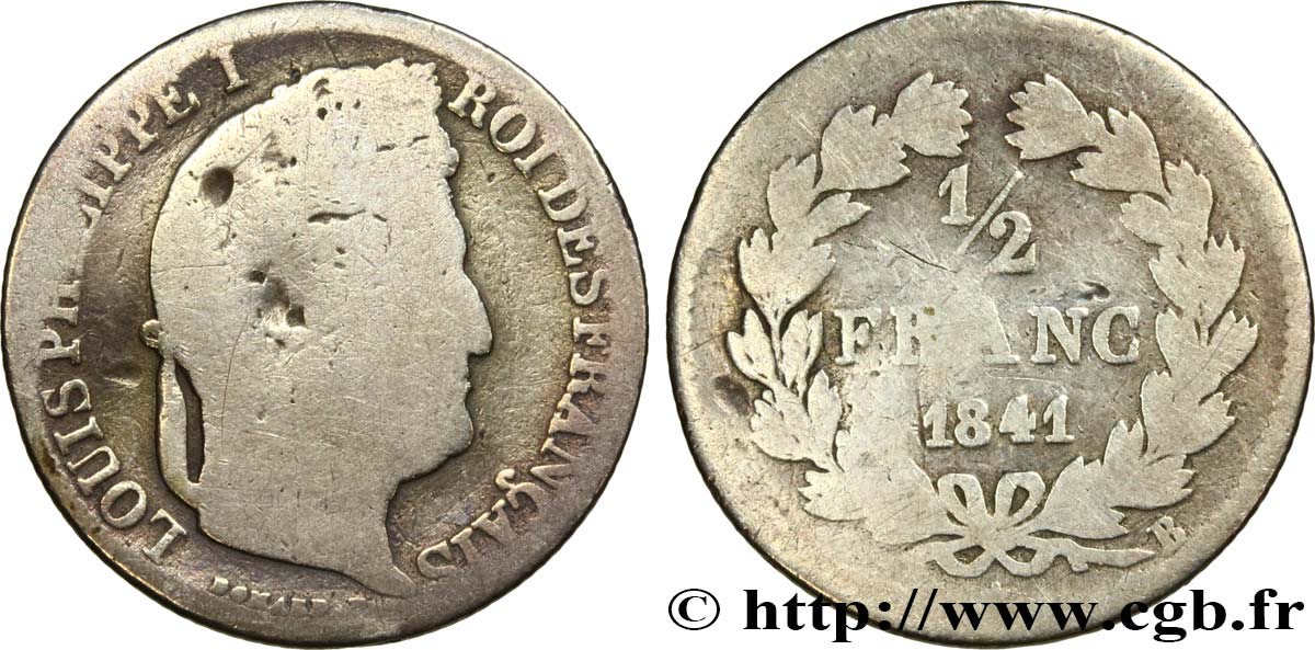 1/2 franc Louis-Philippe 1841 Rouen F.182/90 B8 