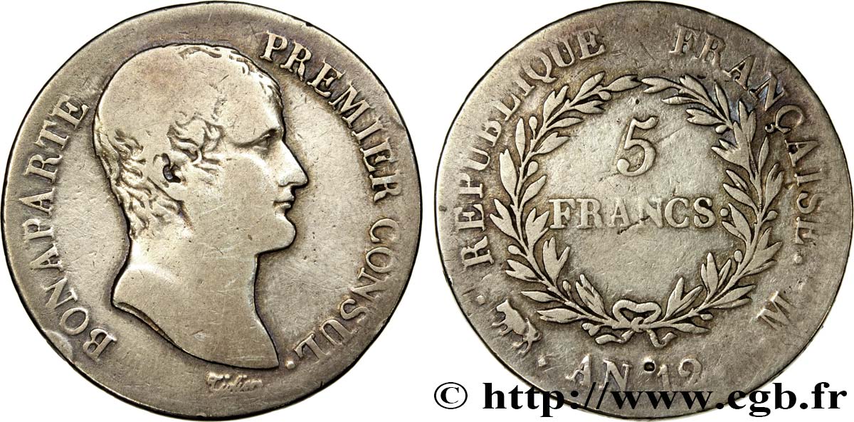 5 francs Bonaparte Premier Consul 1804 Toulouse F.301/20 MB15 