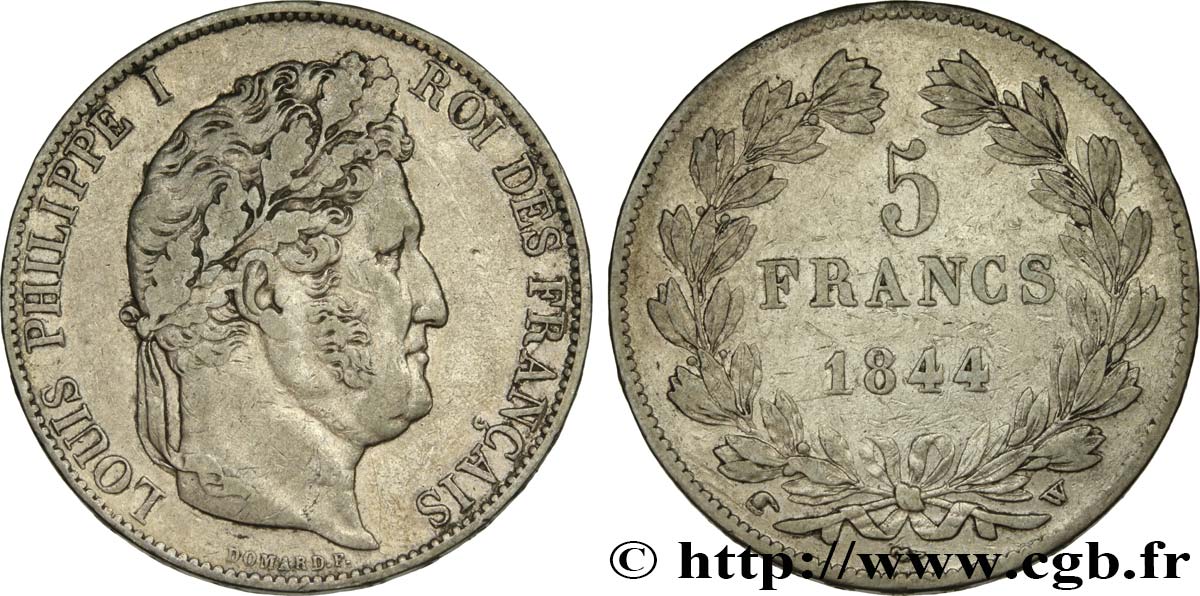 5 francs IIIe type Domard 1844 Lille F.325/5 TTB40 
