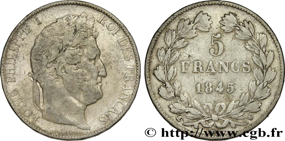 5 francs IIIe type Domard 1845 Lille F.325/9 MB30 