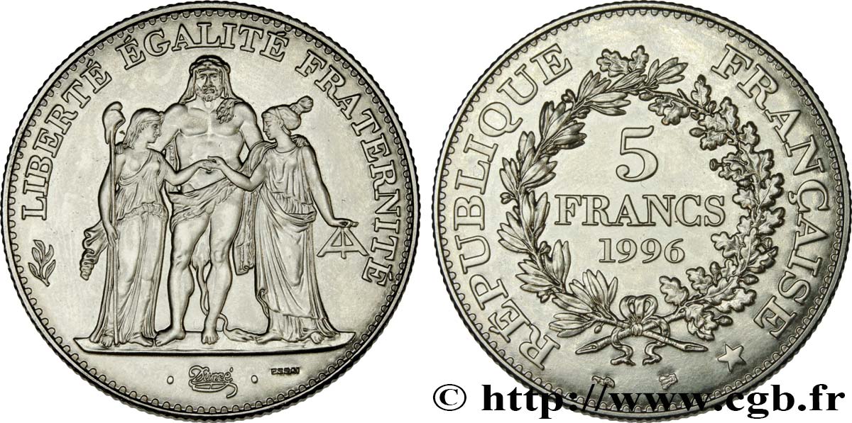 Essai de 5 francs Hercule de Dupré 1996 Pessac F.346/1 ST 