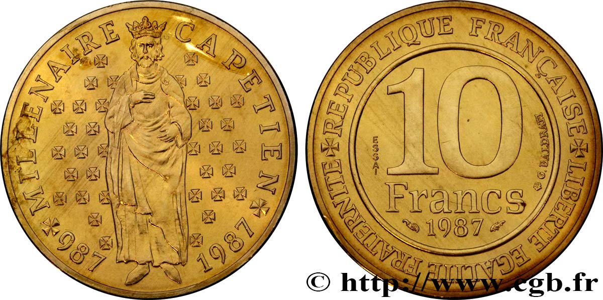 Essai de 10 francs Millénaire Capétien 1987 Pessac F.371/1 ST 