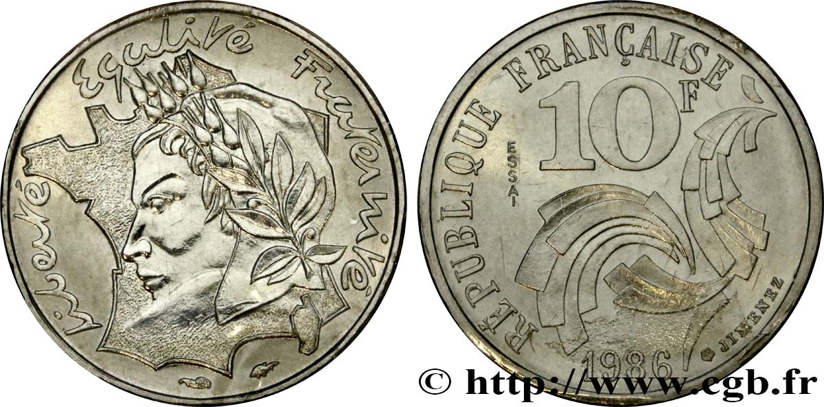 Essai de 10 francs Jimenez 1986 Pessac F.373/1 FDC 