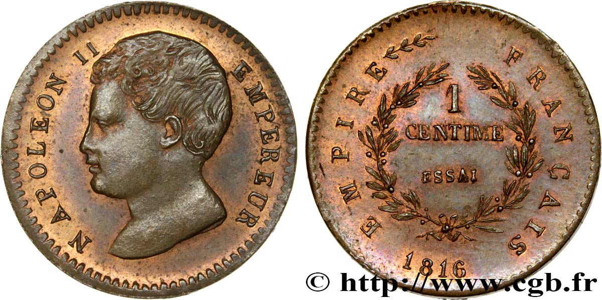 Essai de 1 centime en bronze 1816  VG.2415  VZ60 