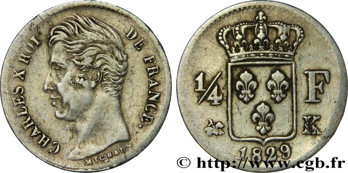 1/4 franc Charles X 1829 Bordeaux F.164/34 BC35 