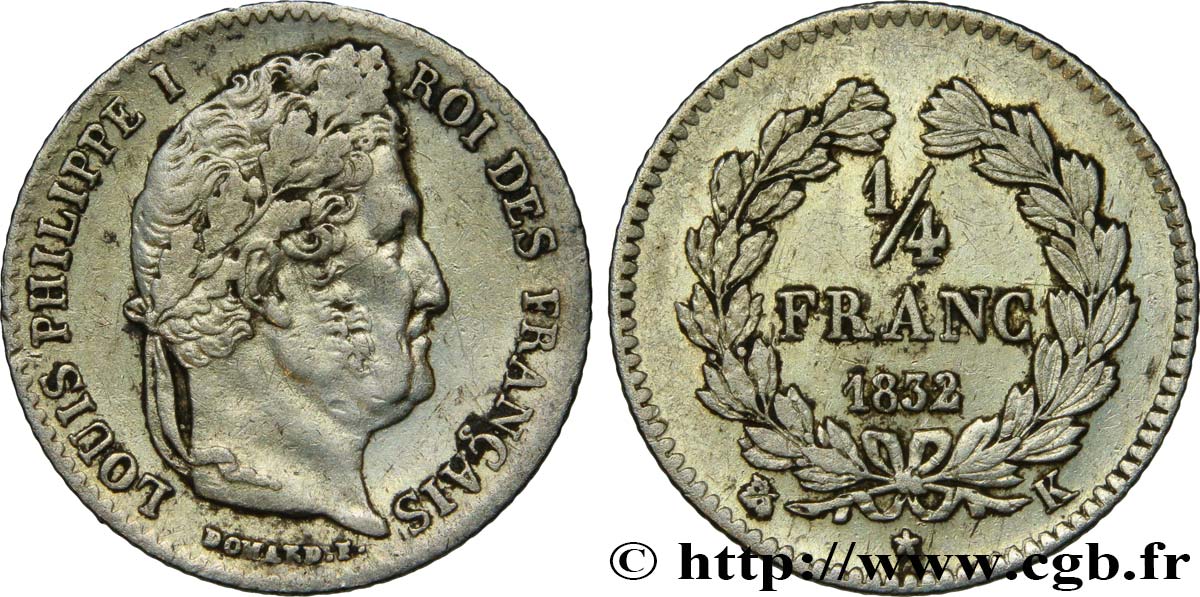 1/4 franc Louis-Philippe 1832 Bordeaux F.166/21 TB+ 