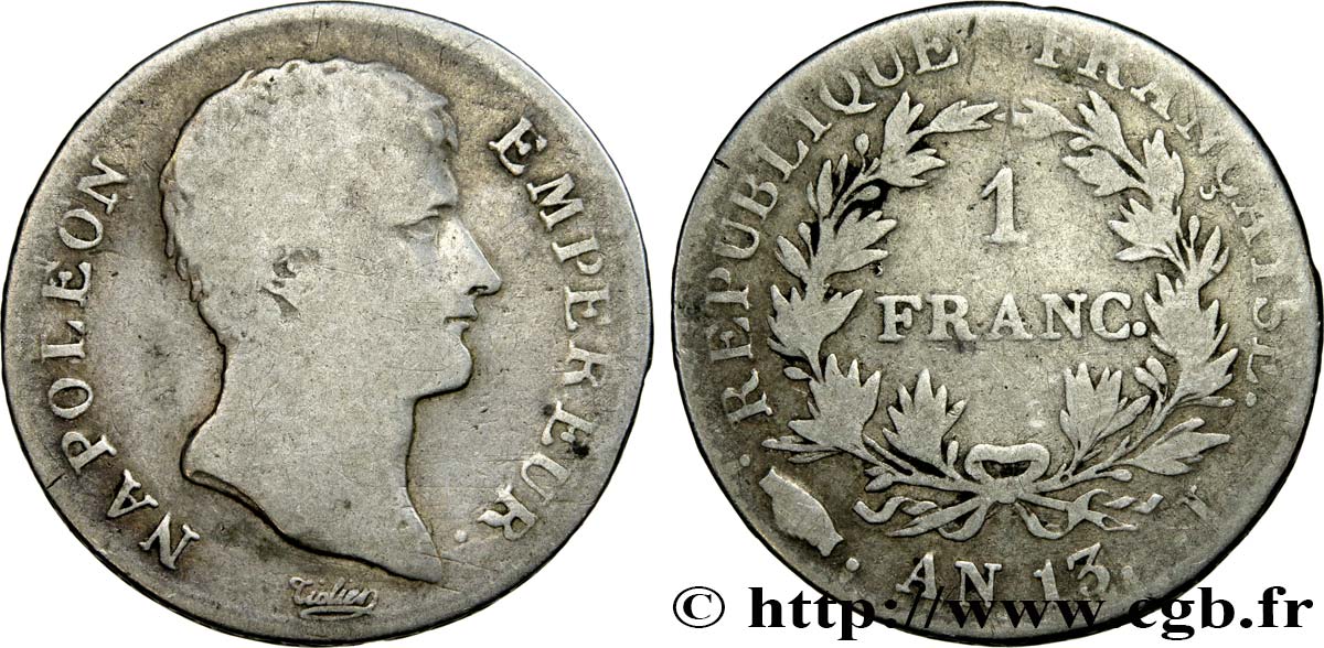 1 franc Napoléon Empereur, Calendrier révolutionnaire 1805 Limoges F.201/20 BC15 