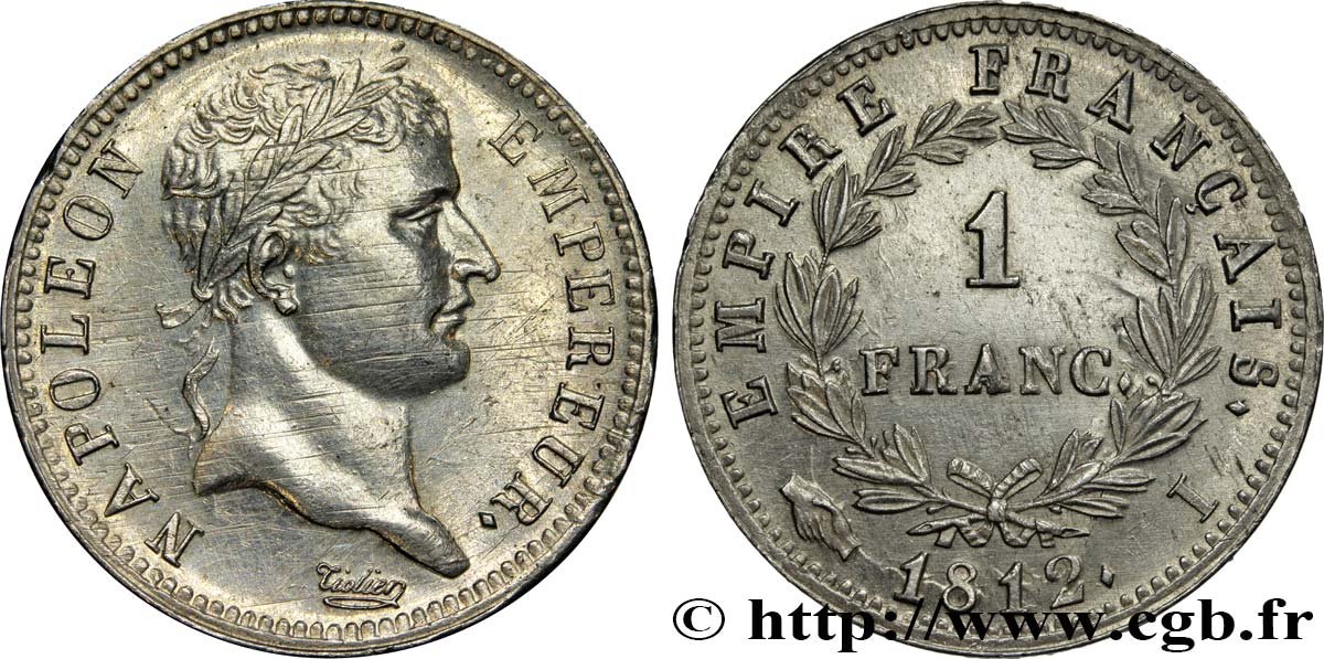 1 franc Napoléon Ier tête laurée, Empire français 1812 Limoges F.205/47 SUP+ 
