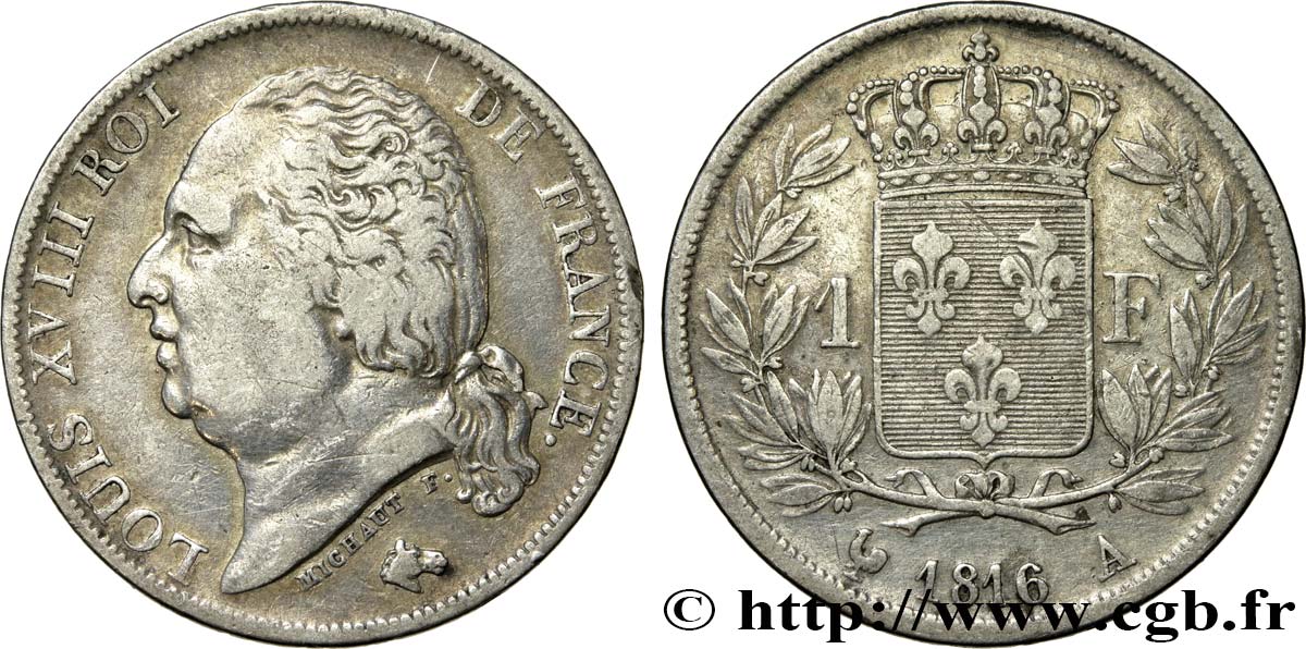 1 franc Louis XVIII 1816 Paris F.206/1 BB40 