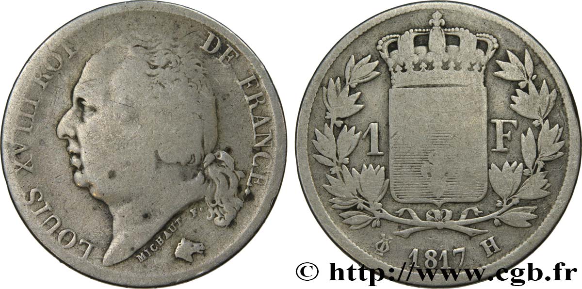 1 franc Louis XVIII 1817 La Rochelle F.206/12 B12 