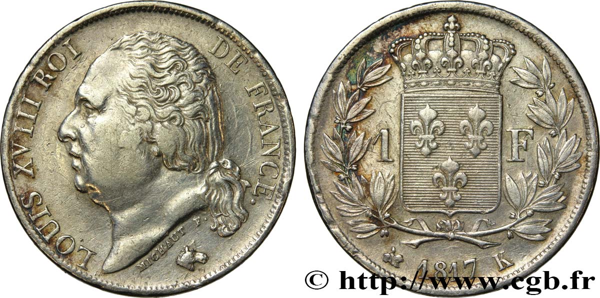 1 franc Louis XVIII 1817 Bordeaux F.206/13 BB45 