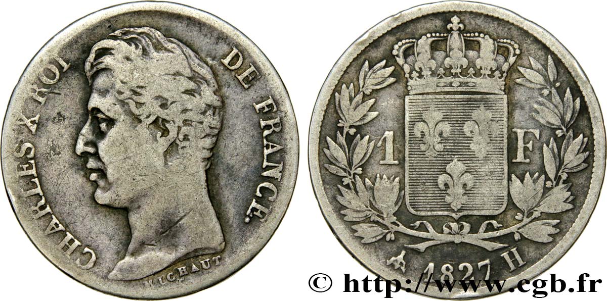 1 franc Charles X 1827 La Rochelle F.207/29 TB25 