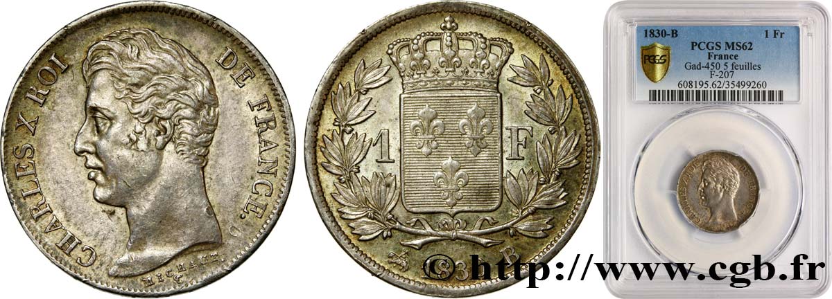 1 franc Charles X 1830 Rouen F.207/55 VZ62 PCGS