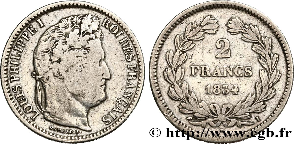 2 francs Louis-Philippe 1834 Limoges F.260/34 VF20 