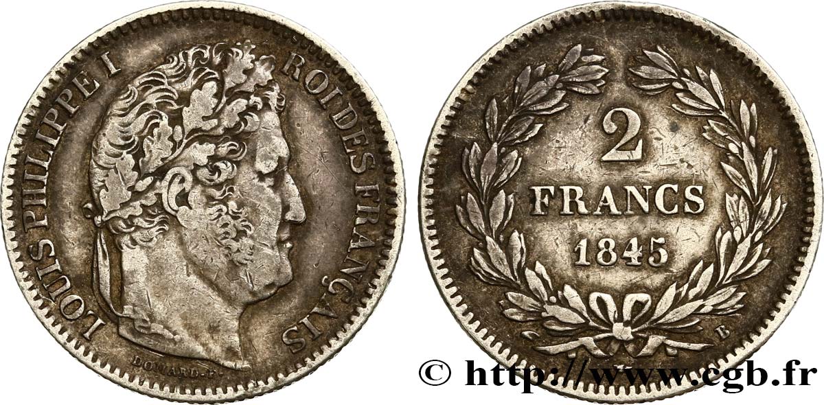 2 francs Louis-Philippe 1845 Rouen F.260/104 XF45 