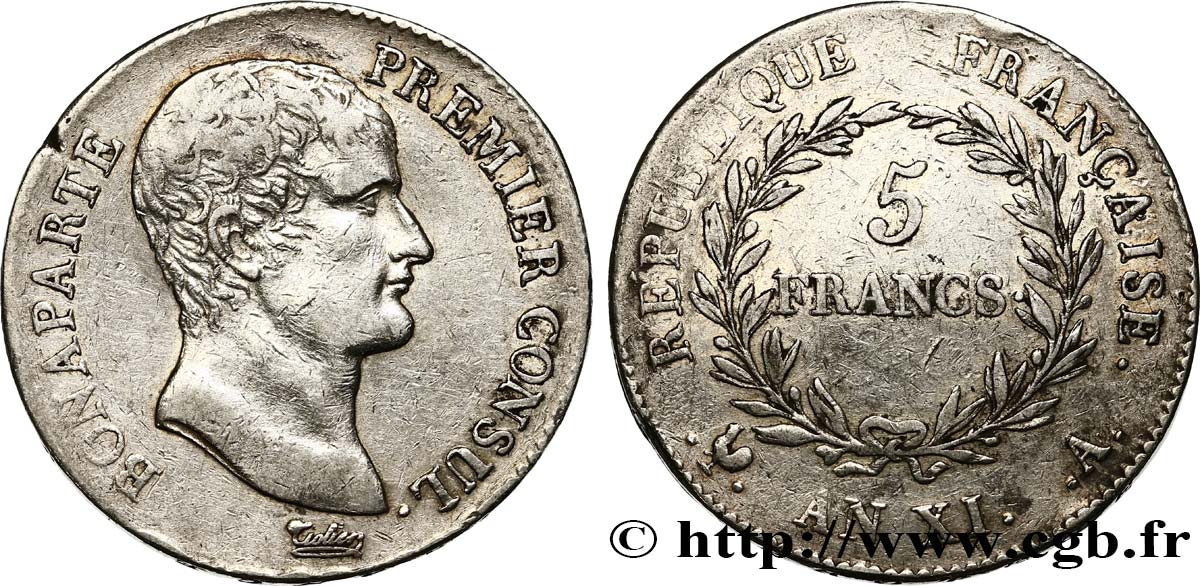 5 francs Bonaparte Premier Consul 1803 Paris F.301/1 VF35 