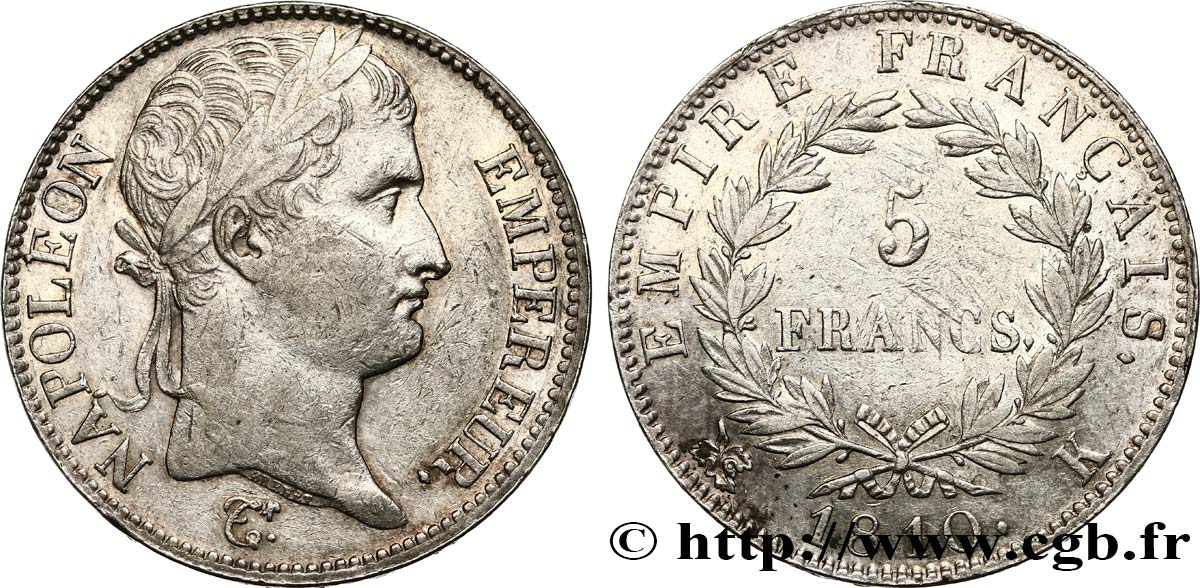 5 francs Napoléon Empereur, Empire français 1810 Bordeaux F.307/19 MBC45 