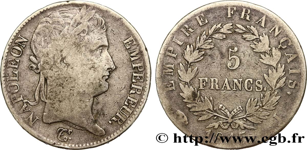 5 francs Napoléon Empereur, Cent-Jours 1815 Limoges F.307A/4 TB20 
