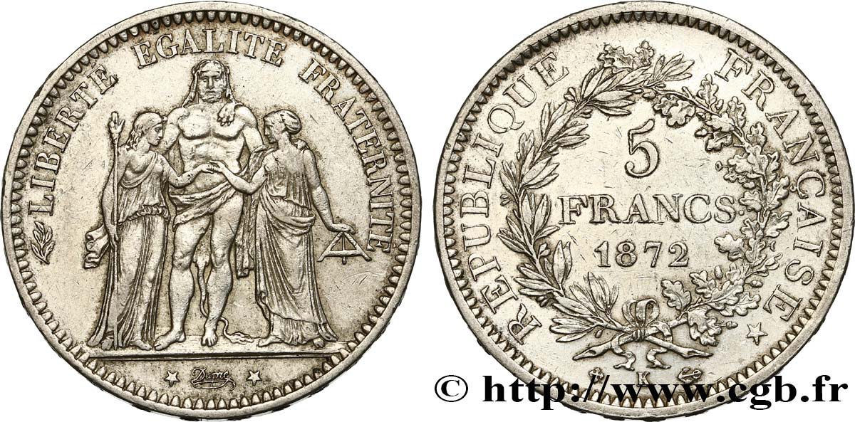 5 francs Hercule 1872 Bordeaux F.334/8 SS45 