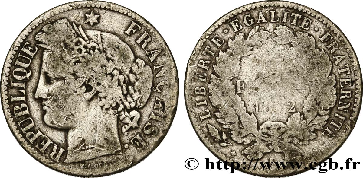 2 francs Cérès, avec légende 1872 Bordeaux F.265/9 B 