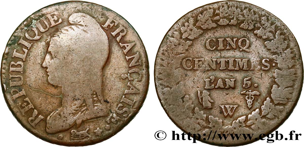 Cinq centimes Dupré, grand module 1797 Lille F.115/31 TB15 