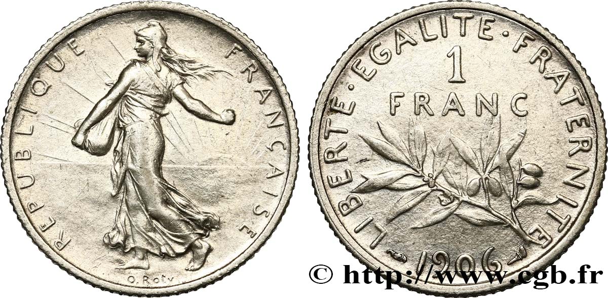 1 franc Semeuse 1906 Paris F.217/11 MBC45 