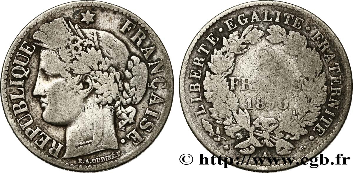 2 francs Cérès, avec légende 1870 Paris F.265/2 S15 
