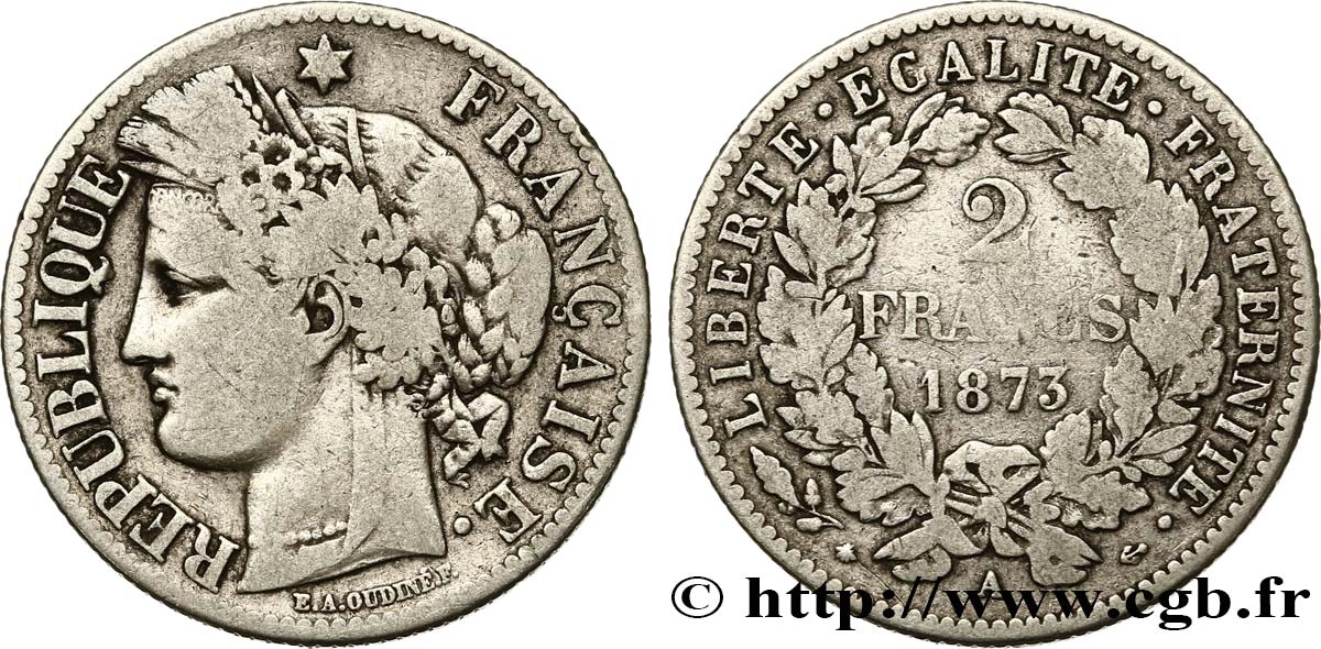 2 francs Cérès, avec légende 1873 Paris F.265/10 F15 