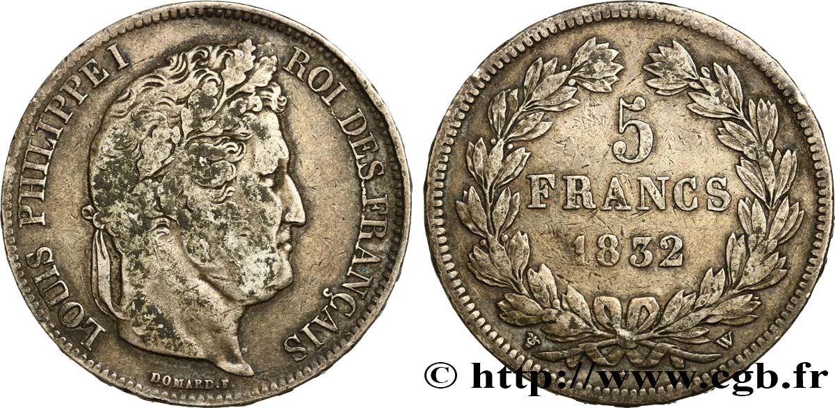 5 francs IIe type Domard 1832 Lille F.324/13 S35 