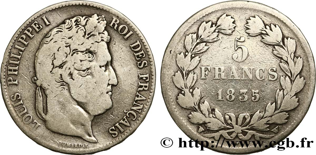5 francs IIe type Domard 1835 Lille F.324/52 F15 