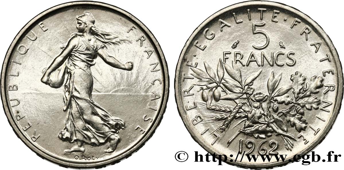 Valeur Pièce 5 Francs Argent Semeuse 1962