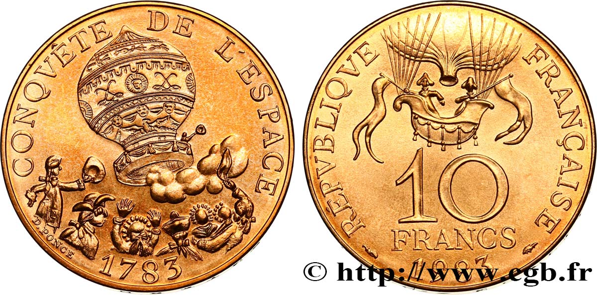 10 francs Conquête de l’Espace 1983  F.367/2 MS 