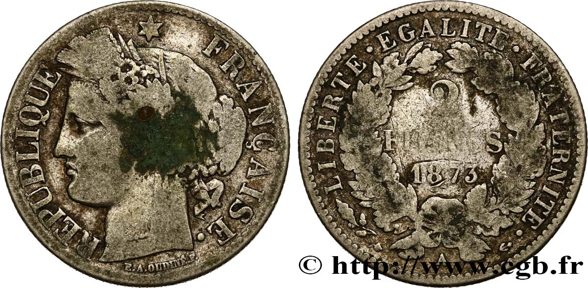 2 francs Cérès, avec légende 1873 Paris F.265/10 B 