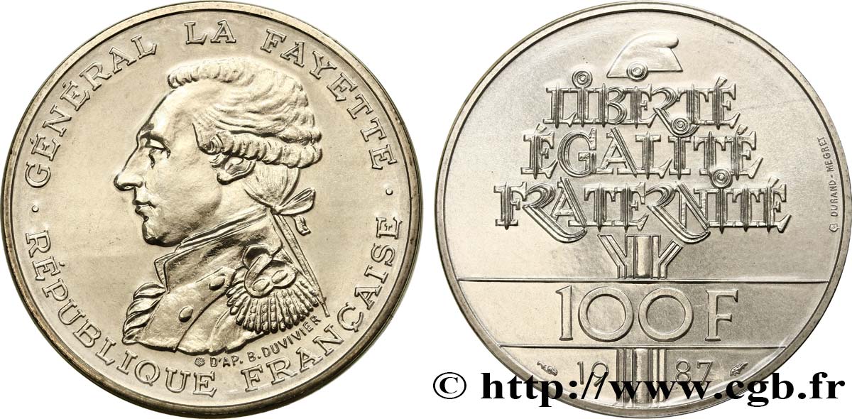 100 francs Égalité - La Fayette 1987  F.455/2 FDC 