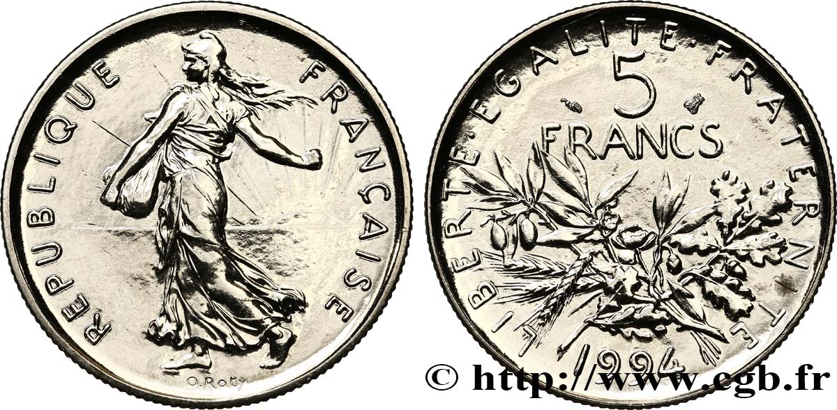 5 francs Semeuse, nickel, Brillant Universel 1994 Pessac F.341/30 MS 
