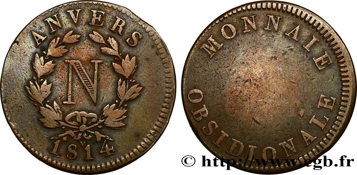 5 cent. Anvers à l’N, frappe de l’atelier de Wolschot 1814 Anvers F.115B/3 TB20 