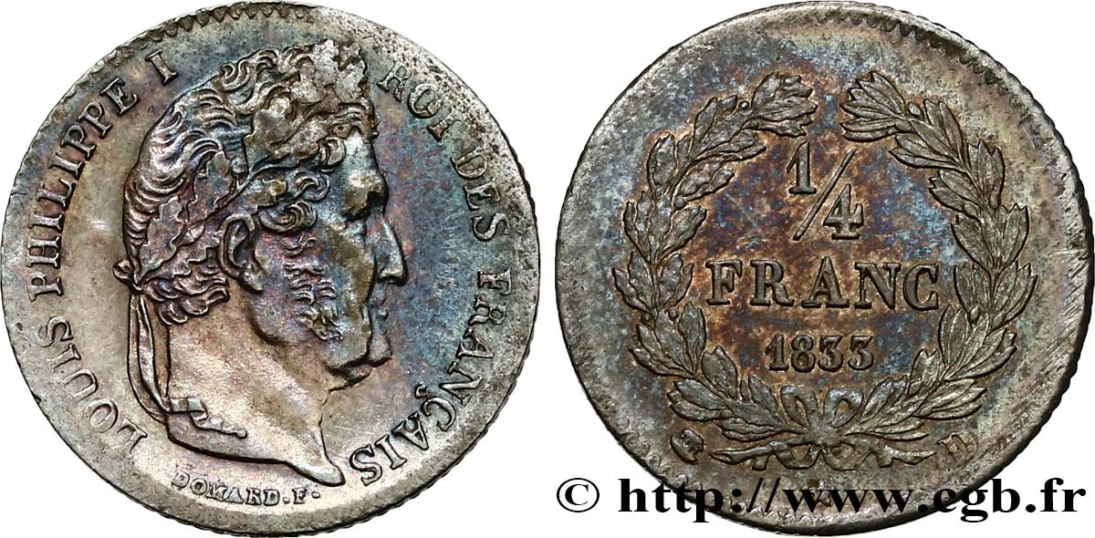 1/4 franc Louis-Philippe 1833 Lyon F.166/32 XF48 