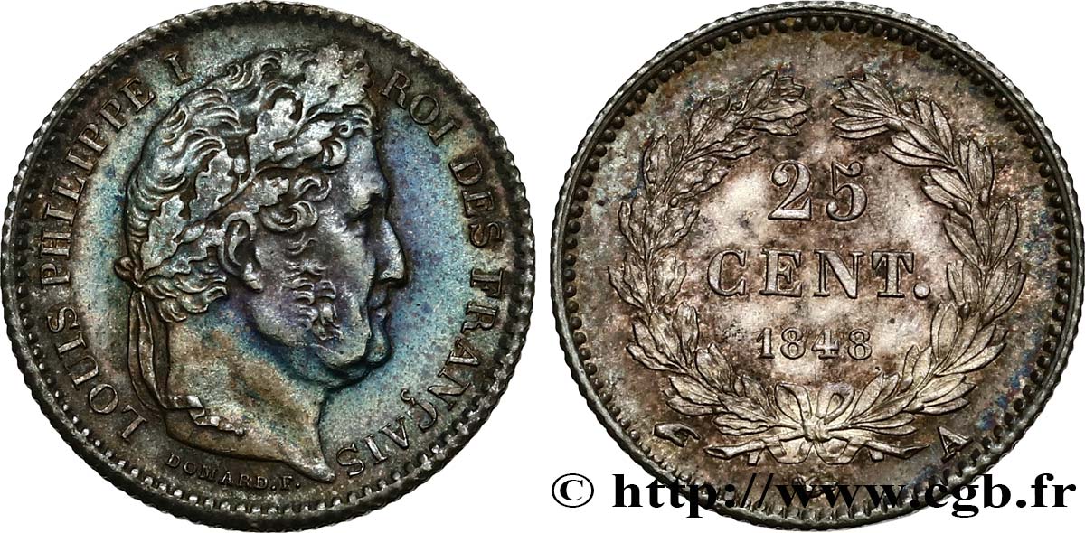 25 centimes Louis-Philippe 1848 Paris F.167/12 SPL61 