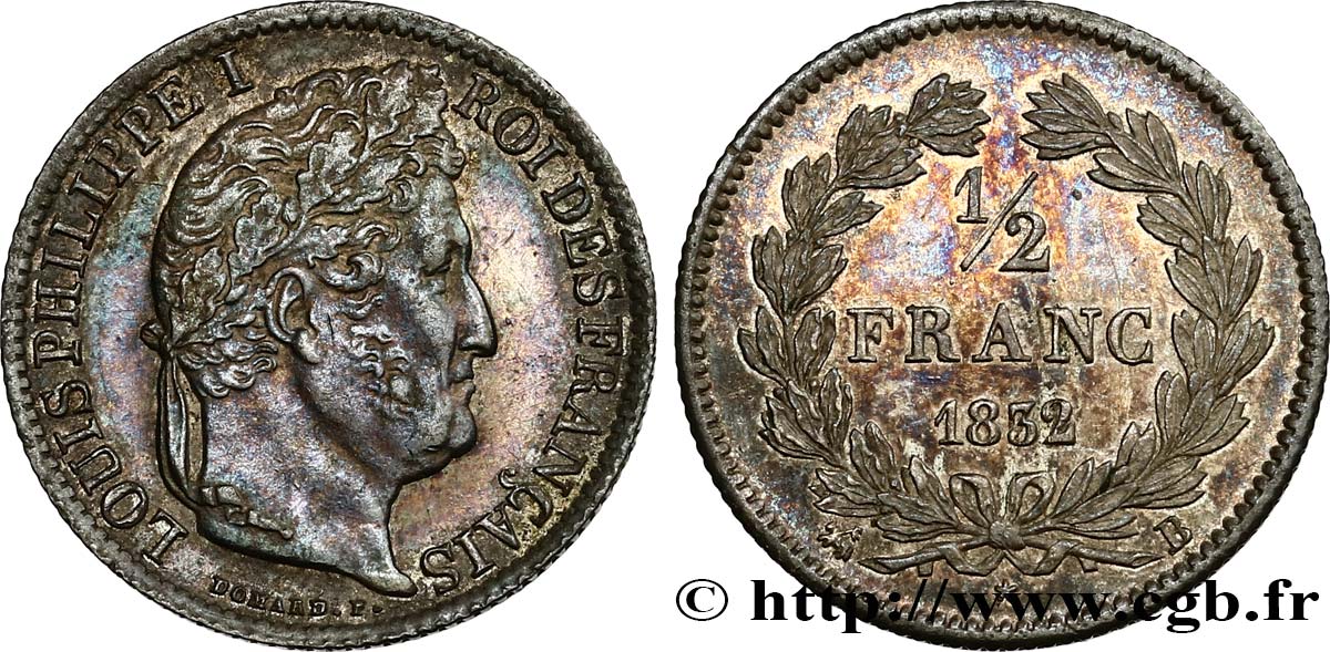 1/2 franc Louis-Philippe 1832 Rouen F.182/16 AU55 