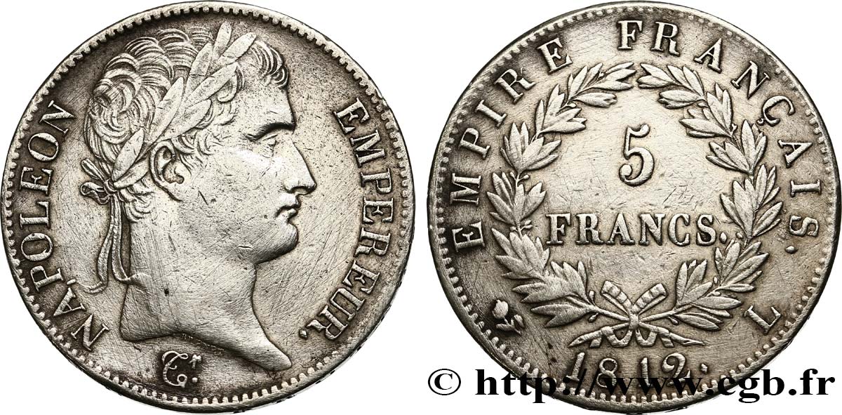 5 francs Napoléon Empereur, Empire français 1812 Bayonne F.307/48 BC+ 