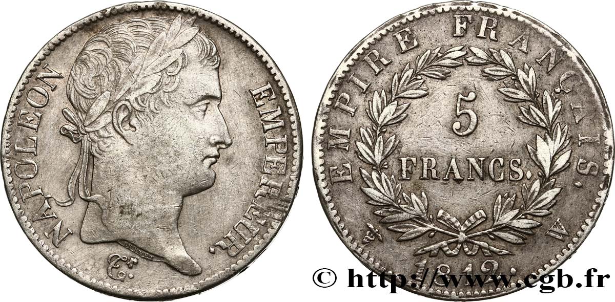 5 francs Napoléon Empereur, Empire français 1812 Lille F.307/57 MBC45 