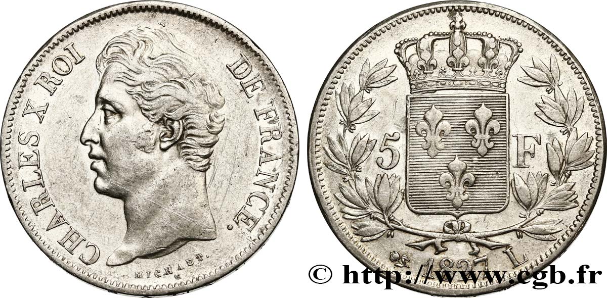 5 francs Charles X, 2e type 1827 Bayonne F.311/8 BB 