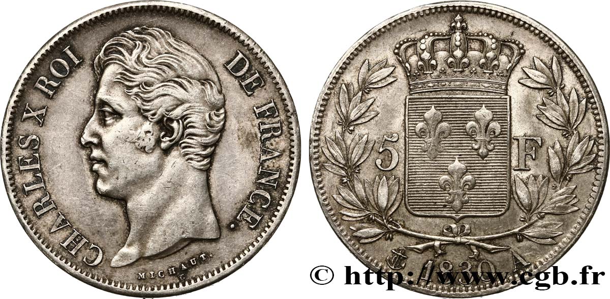 5 francs Charles X, 2e type 1830 Paris F.311/40 MBC48 