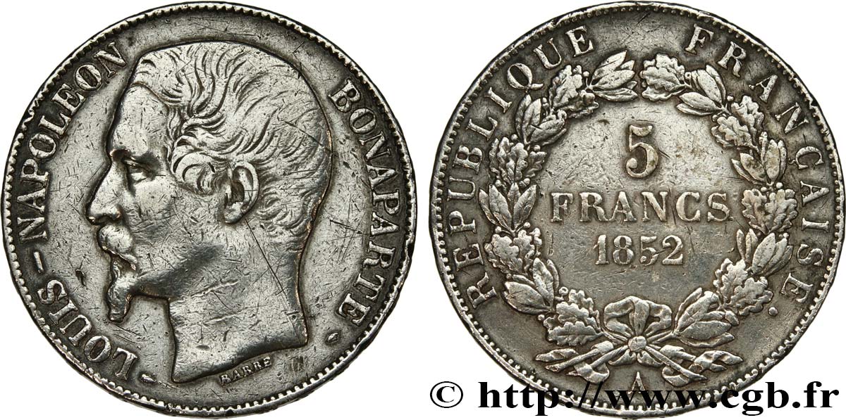 5 francs Louis-Napoléon, 1er type 1852 Paris F.329/1 S 